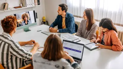 business team on video call
